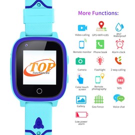 4G Kids Smart Watch Phone Boys Girls Waterproof Smartwatch with GPS Tracker Call Camera Pedometer SOS Alarm WiFi Bluetooth Touch Screen Wrist Watch for 3-12 Years Old Children Student Gift (Blue)