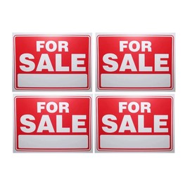 FOR SALE Sign 9"X12" Plastic Waterproof Signage 4PC