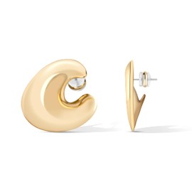 CoBi Gold Plated irregular Round Earrings for Women, Huge Hoop Lightweight Earrings, Hypoallergenic and Non-Tarnish Dupes Fashion Jewelry, Everyday Wearing, Trendy Gift Choice For Your Loved One