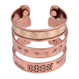 NAISHA Indian Copper Bracelets (Pack of 3) Hand Crafted Healing Chakra Bracelets Jewelry Cuff Gift Bangle Women Men Teen Boy (6.5, INDIAN)