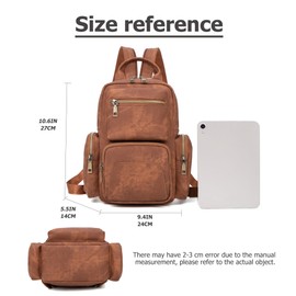 myfriday Vintage Backpack Purse for Women Ladies Leather Sling Backpack Purse Designer Convertible Travel Backpack (Caramel)