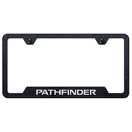 Au-TOMOTIVE GOLD Laser Etched Logo Cut-Out License Plate Frame for Nissan Pathfinder (Rugged Black)