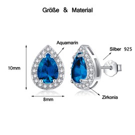 MASOP Stud Earrings 925 Silver Birthstone Earrings Jewellery Gifts for Women Ladies Girls Birthday, Silver