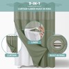 eachope SageGreen No Hook Waffle Weave Shower Curtain with snap-in