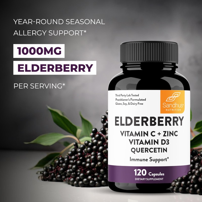 Elderberry Vitamin C and Zinc with Quercetin & Vitamin D3
