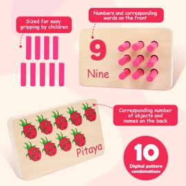 Gserin Wooden Counting Numbers Peg Board for Kids, Montessori Math Toy for Toddlers, Math Manipulatives Preschool Early Learning Educational Materials for Kids 3 4 5 6 7