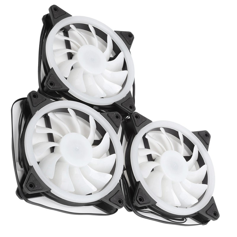 3Pcs Computer Chassis Cooling Fan Mute 6‑Pin Dual RGB Lights