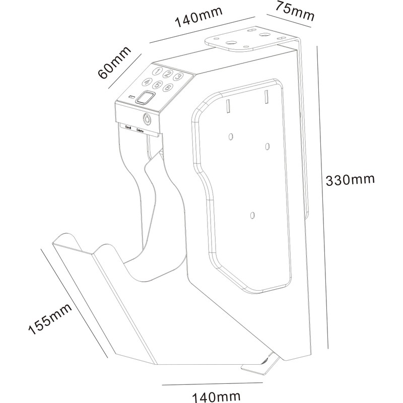 Mounted Gun Safe, Biometric Pistol Safe hand touch Fingerprint and