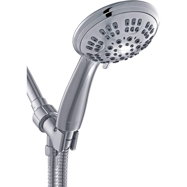 ShowerMaxx, Luxury Spa Series, 6 Spray Settings 4.5 inch Hand Held Shower Head, Extra Long Stainless Steel Hose, MAXX-imize Your Shower with Showerhead in Polished Chrome Finish