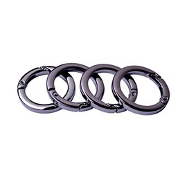 Bobeey 4pcs Round Carabiner Metal Spring Key Ring,Spring Snap Hooks Clip,Spring Keyring Buckle,Flat O Ring for Purses BBC40-32-Black Gun