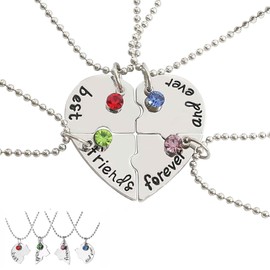 4 PCS Best Friend Necklace, Friendship Necklace for 4, Friendship Necklace, Best Friends Forever and Ever Necklace, Friendship Necklaces, Puzzle Friendship Heart Pendant Necklaces (4PCS/Set) ﻿