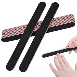 EZONEDEAL Professional Nail File, 100/180 Grit Emery Double-Sided Washable, Nail File Polishing Set, Nail Buffer File Polisher, Profesional Fingernail Filer Reusable Manicure (Black + Purple, 50, count, 100/180 Grit)