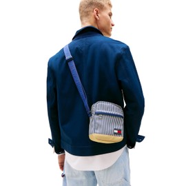 Tommy Jeans Essential Daily Crossbody Bag with Zipper and Adjustable Strap, Hickory Stripe