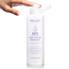 Gellen Professional Gel Nail Polish Remover Non Acetone | Nail Polish Remover Pump Enriched with Jojoba Oil Castor Oil | for Removal of Glue, Gel, Acrylic | Soak off Gel Polish Remover, 16 Fl Oz