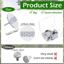 Lemecima 100 pcs Large Reflective Marking Trail Tacks Glow Bright Eyes Trail Markers Tacks Reflective Thumb Mark for Hunting Hiking Camping Tree Stand