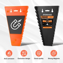 Pinoze 4-Pack Magnetic Wrench Organizer, 48-Slot Wrench Rack Tool Trays, Durable ABS Wrench Holder for Tool Box Drawer Chest, SAE (1/4" to 1-1/16") & Metric (6 to 24mm)