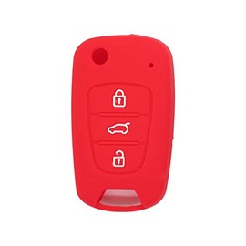 SEGADEN Silicone Cover Protector Case Holder Skin Jacket Compatible with HYUNDAI Accent i20 i30 KIA K2 K5 Sportage 3 Button Flip Remote Key Fob CV2152 Red