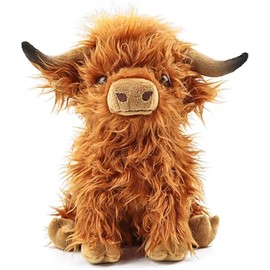 BLORFY Brown Highland Cows Stuffed Animals, Cute Fluffy Cow Plush Figure Toys Realistic Highland Cattle Plush Decor, Plateau Cow Plush Decoration