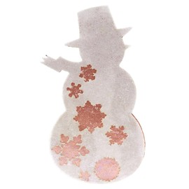 Crystal Candy Wafer-Paper Edible Christmas Snowman, Pack of 7 Rose Gold