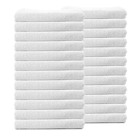 12 x 12 Inches White Wash Cloths Bulk, 48 Pack Face Cloths, Hand Towels for Bathroom, Cotton Washcloths Set, Soft Cleaning Rags for Bath, Body, Spa, Gym, Kitchen, Dish