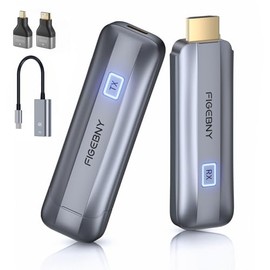 Wireless HDMI Transmitter and Receiver 4K, FIGEBNY Wireless HDMI Extender Sender Kit 2.4G/5G for Streaming Video Audio to Monitor for TV Box/PC/Laptop/HDTV/Projector Camera Portable Gray