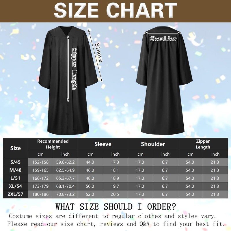 Amycute Graduation Talar with Hat, Black Robe, Unisex Graduation Robe,