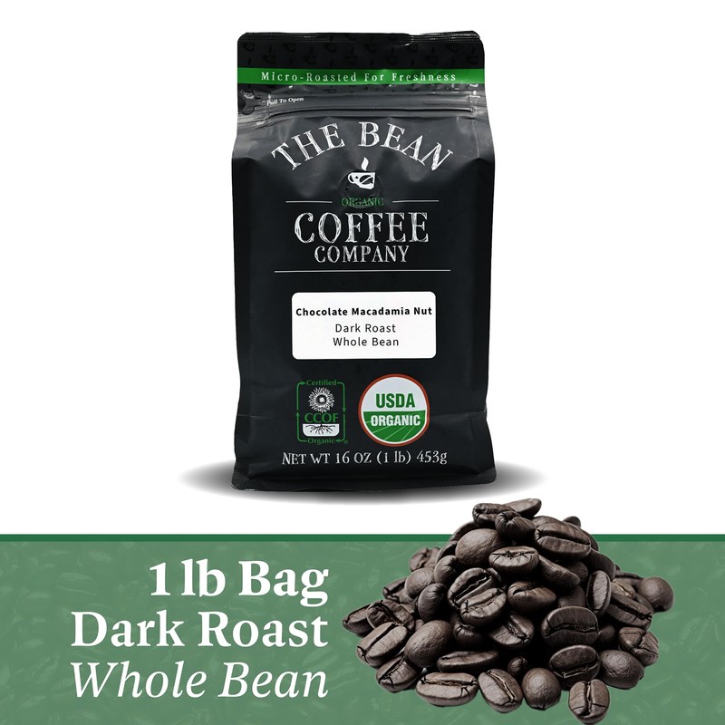 The Bean Organic Coffee Company Chocolate Macadamia Nut, Medium Roast,