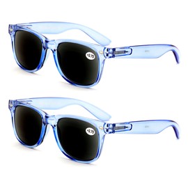 V.W.E. 2 Pairs Classic Outdoor Reading Sunglasses - Comfortable Stylish Simple Readers - Not Bifocal (2 Blue, 1.75)