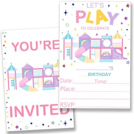 YLKJSTYS Playground Birthday Party Invitations, Birthday Invitations Girl (20 Cards with Envelopes) Double Sided Design