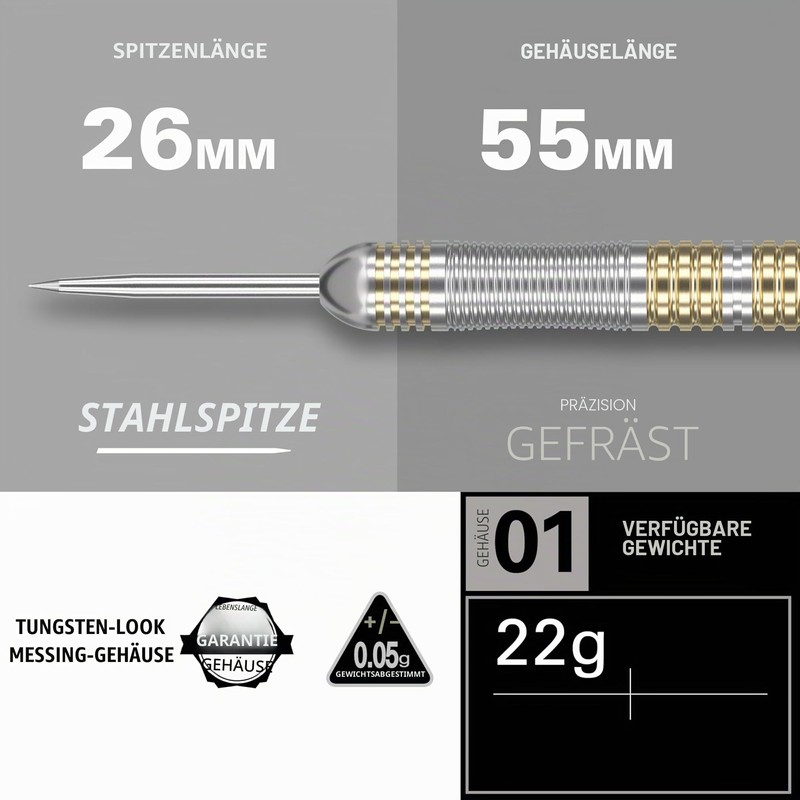 Target Darts Rob Cross 22G Brass Steel Tip Darts Set