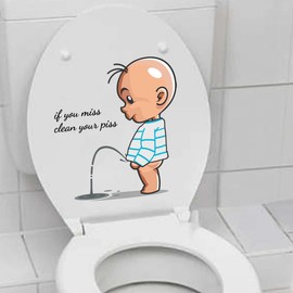 Doji Pee Wall Sticker Stylish Character Toilet Wall Sticker Stylish Art Cute Sticker Wall Sticker Decoration Bathroom Toilet Sticker Sticker PVC Waterproof Removable Room Decoration