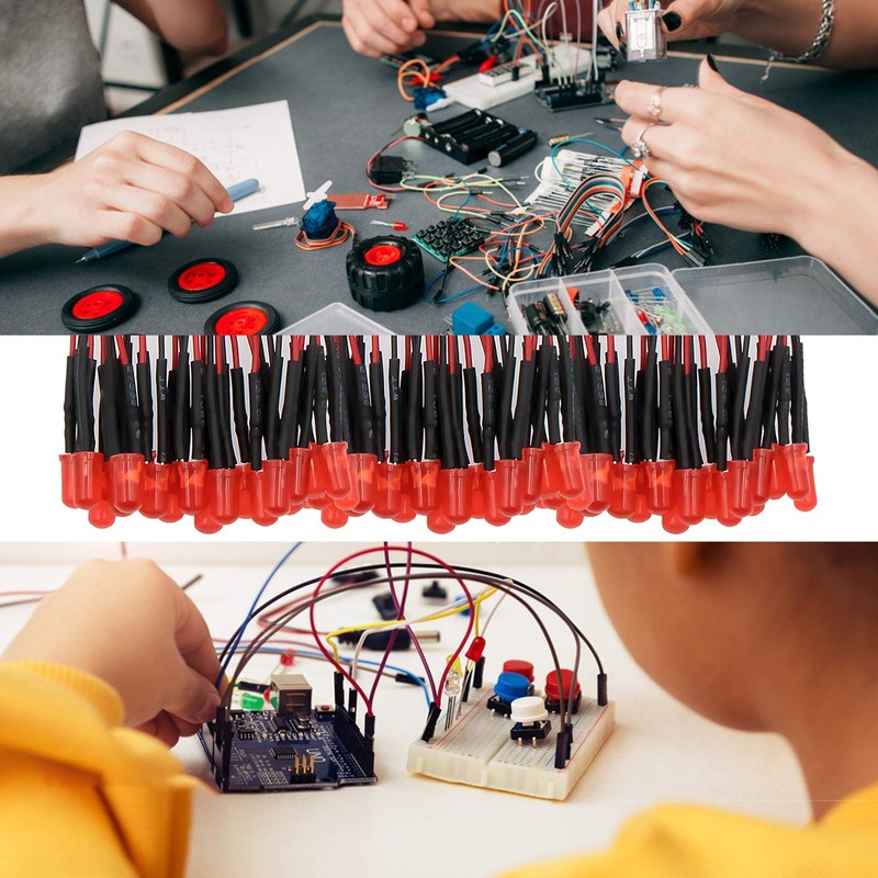 50pcs 12V Pre-wired 5mm LED Light Emitting Diodes, Red