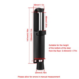 Kickdown Door Stop, Black Foot Operated Door Stopper Stainless Steel Gate Stop with Soft Rubber Tip for Indoor Outdoor Patio Garage