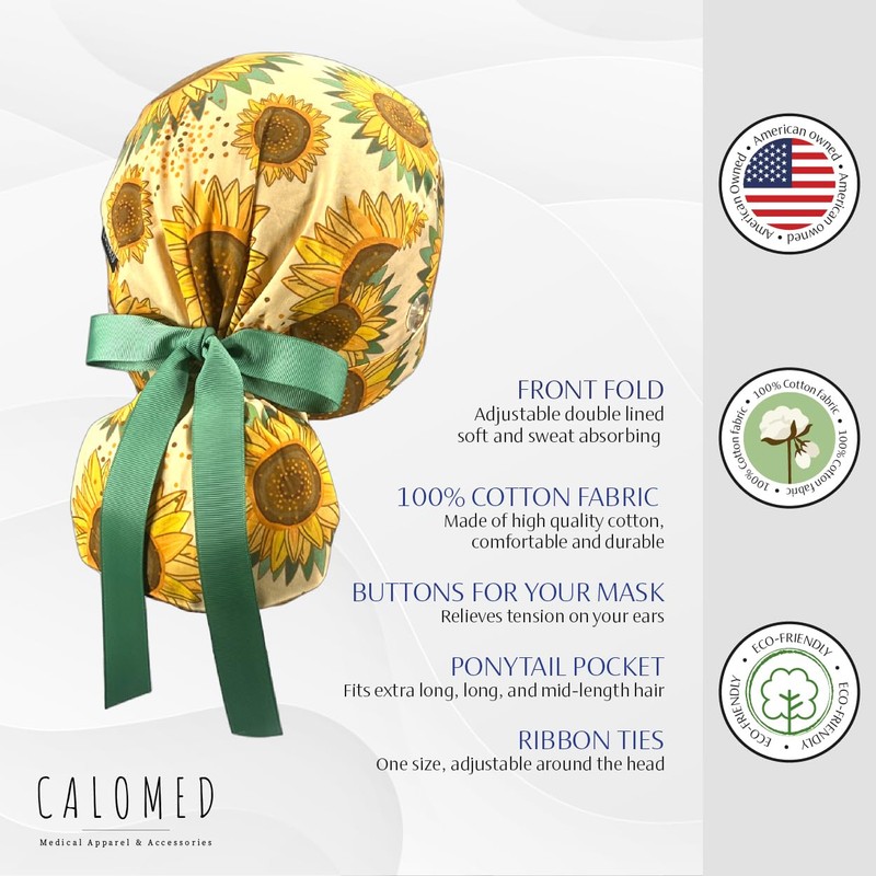 CALOMED Scrub Cap for Women and Men, Ponytail Scrub Caps,