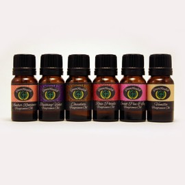 GreenHealth - Premium Grade Set of 6 Romantic Fragrance Oil - Amber Romance, Violet, Chocolate, Rose, Sweet Pea & Ivy, & Vanilla - 10 ml