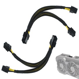 SATUY 8 Pin PCIe Splitter Cable, 2-Pack PCIe 8 Pin Female to Dual 2X 8 Pin (6+2) Male Power Adapter, 8-inch Braided Y-Splitter Power Extension Cable for GPU Graphics Card