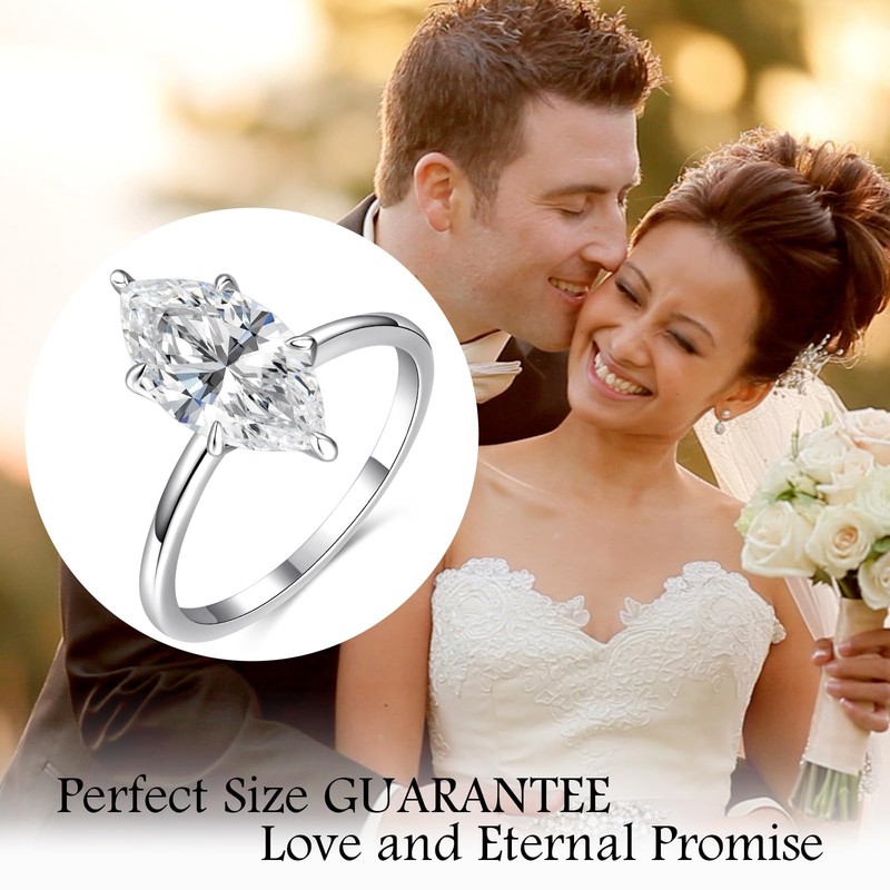 AVECON 3.5CT Marquise Cut Engagement Ring for Women, Wedding Promise