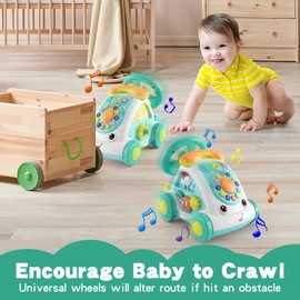 Musical Phone Car Crawling Toy for 1 Year Old Boy|Sensory Toys for Toddler 1-3|Early Educational Learning Tummy Time Toys for 12-18 Months Baby|Birthday Gift for 1 2 3 Year Old