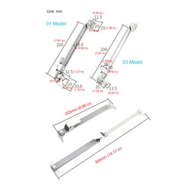 I-EASYDWW Casement Window Hinges, Stays, Stopper, Brace, Lock - Windproof Support, Sprayed Silver Style, Flat Fixed Base, 03 Model, 2 Pair
