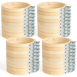 Caydo 36 Pieces 3 Inch Embroidery Hoops Small Cross Stitch Hoop Bulk Bamboo Circle Mini Embroidery Hoops for Christmas Ornaments, Craft Art Sewing