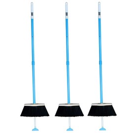 3-Pack SweepEasy Scrape, Sweep & Go Broom - Sweep Easy with Scraper (Blue)