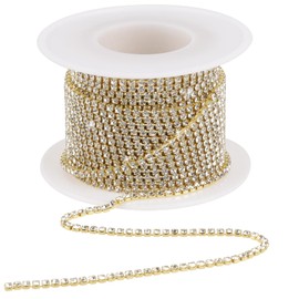 1 Roll 10 m x 2 mm Crystal Rhinestone Ribbon Chain, Silver Rhinestone Ribbon, Rhinestone Border Ribbon, Rhinestones Diamond Border Ribbon, Glitter Crafts for Sewing Clothing, Wedding Decoration,