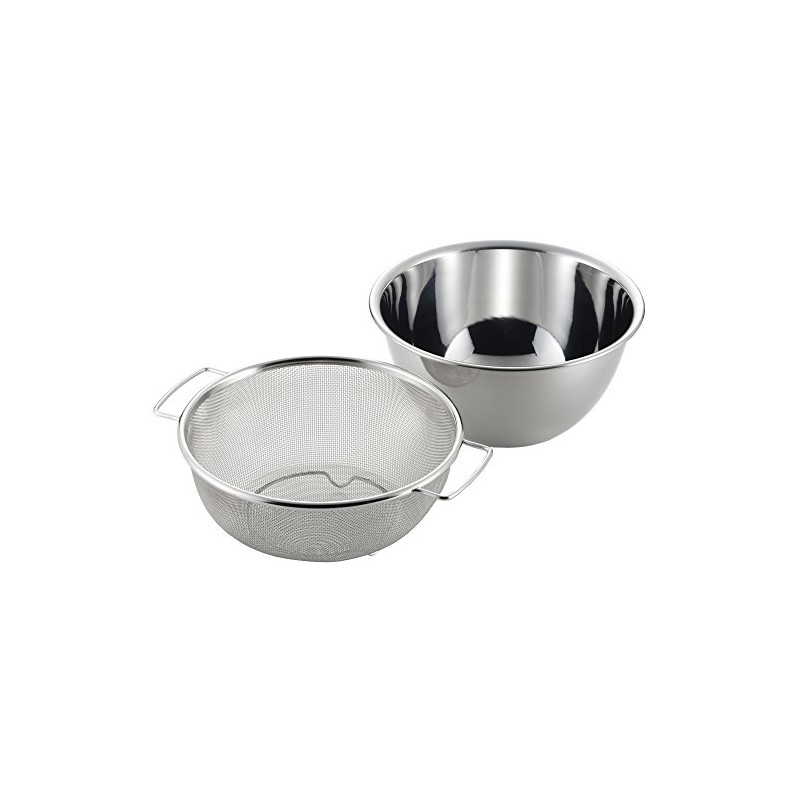 Yoshikawa 3804633 Colander Ball Set, Easy to Drain, Silver, Set