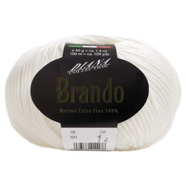 DIANA Brand W-61 Wool Yarn, Medium Thick, Col.101, White, 1.4 oz (40 g), Approx. 328.4 ft (100 m), 5 Ball Set