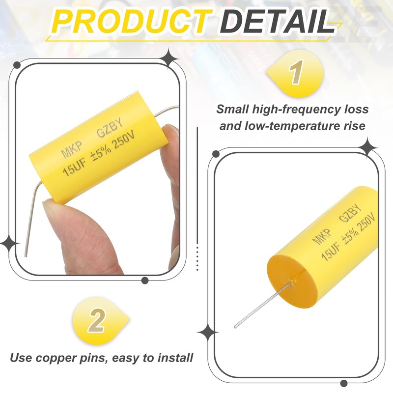 sourcing map 2pcs 0.68uf Frequency Divider Capacitor, 250V Axial Audio