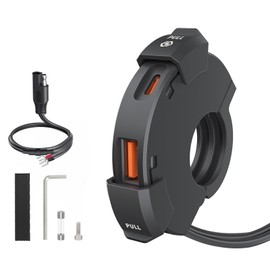 Waterproof Motorcycle Phone Charger, Fast Charging 48W USB C Outlet SAE to USB Motorcycle Handlebar Charger for Phone GPS DC12-24V