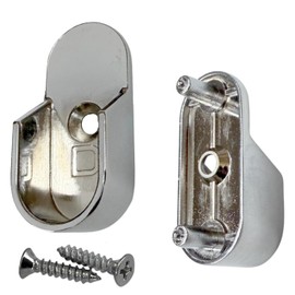 48" Oval Closet Rod Kit | Chrome | Rear Pin End Brackets & Hardware | Heavy-Gauge Steel | 1 Kit | Desunia