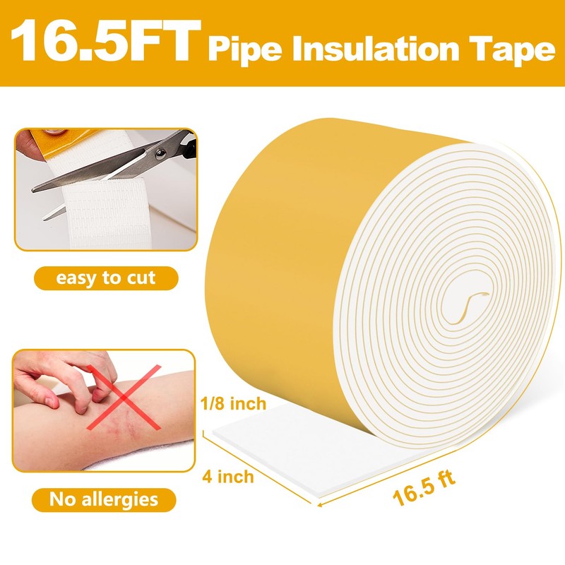 DEMEDO Pipe Insulation Tape, Pipe Wrap Insulation Foam Tape Self