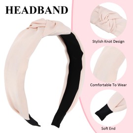 Esitrormi Knotted Headband for Women Wide Headbands for Women Non Slip Womens Headbands Fashion Pink Knot Headband Head Bands for Women's Hair Birthday Girl Hairband Cute Girl Hair Accessories