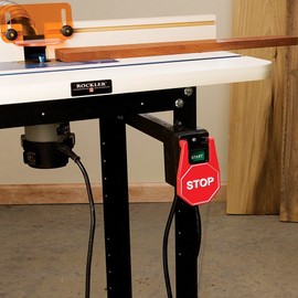 Rockler Safety Power Tool Switch - Heavy-Duty 15 Amp Power Switch - Stop Paddle to Quickly Shut Off - Safety for Router Tables or Workbench - Router Table Accessories